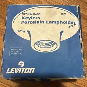 Leviton 9875-C White Porcelain Ceiling Lampholder Keyless Light Socket Household